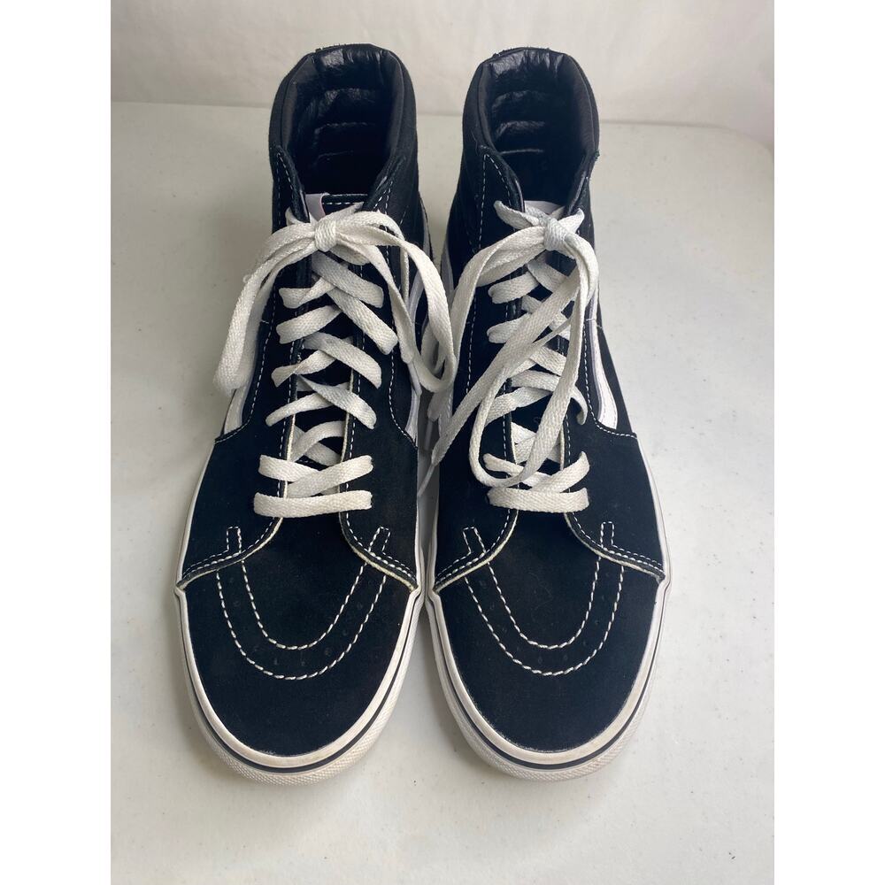 Vans Sk8 Hi Top Suede Skate Athletic Shoes Black White Mens 8.5 Womens 10 Punk - Picture 2 of 14